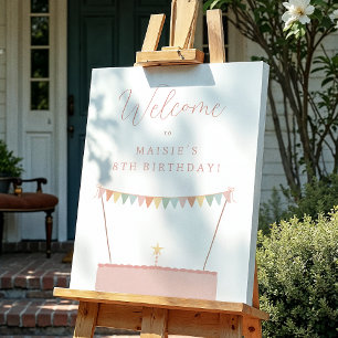 Välkomsttecken för Rainbow Bunting & Cake Födelsed Poster