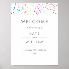 Välkomsttecken för Rainbow Confetti Bröllop Poster