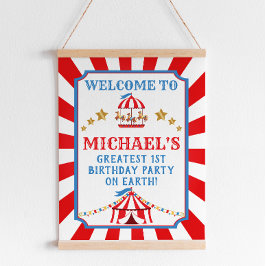Välkomsttecken för Red and Blue Circus Carnival Bi Poster