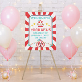 Välkomsttecken för Red and Teal Circus Carnival Bi Poster