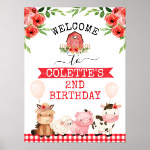Välkomsttecken för Red Barn Oink Baa Moo Farm Birt Poster