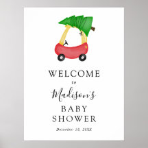 Välkomsttecken för Red Car Julgran Baby Shower