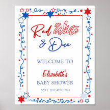Välkomsttecken för Red White & due Baby Shower