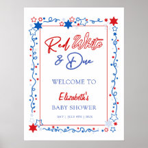 Välkomsttecken för Red White & due Baby Shower