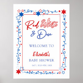 Välkomsttecken för Red White & due Baby Shower Poster