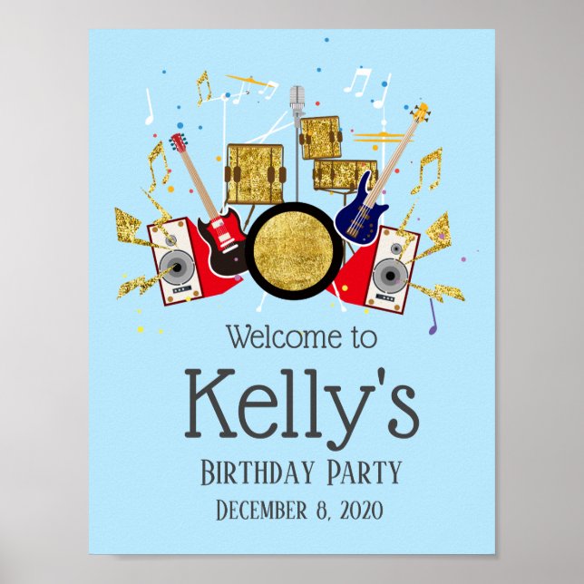 välkomsttecken för rockstjärnan för musikuppsättni poster (Framsidan)
