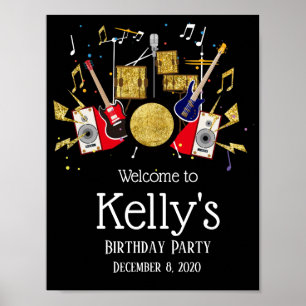 välkomsttecken för rockstjärnan för musikuppsättni poster