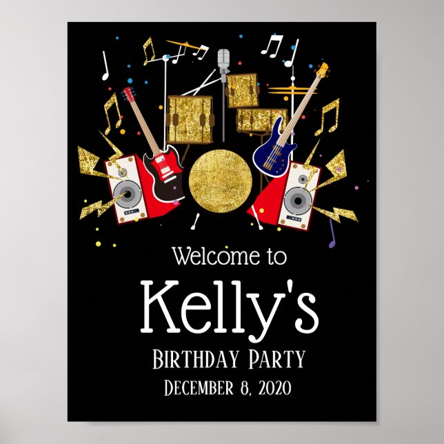 välkomsttecken för rockstjärnan för musikuppsättni poster (Framsidan)