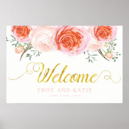 Välkomsttecken för Romantic Bröllop Poster