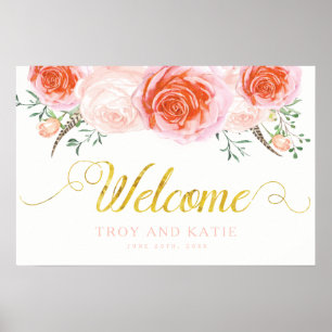 Välkomsttecken för Romantic Bröllop Poster