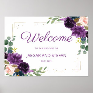 Välkomsttecken för Romantic Lavender Blue Blommigt Poster