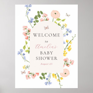Välkomsttecken för Romantisk Blommigt Elegance Bab Poster