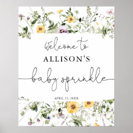 Välkomsttecken för romska vilda blommor baby sprin poster