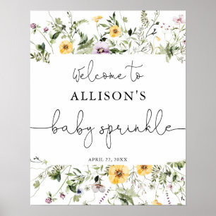 Välkomsttecken för romska vilda blommor baby sprin poster