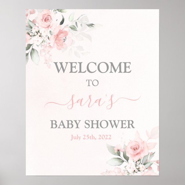Välkomsttecken för  Rosa Baby Shower Girl Poster (Framsidan)