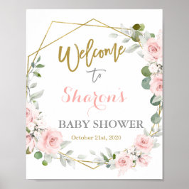 Välkomsttecken för  rosa Baby Shower Poster