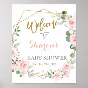 Välkomsttecken för  rosa Baby Shower Poster