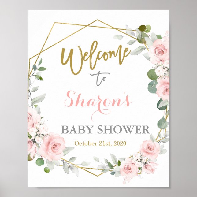 Välkomsttecken för  rosa Baby Shower Poster (Framsidan)