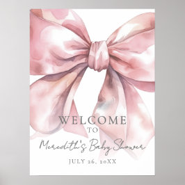Välkomsttecken för rosa Bow Baby Shower Poster