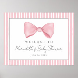 Välkomsttecken för rosa Bow Baby Shower Poster