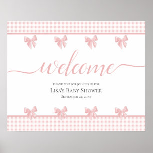 Välkomsttecken för rosa Bows Baby Shower Poster