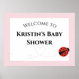 Välkomsttecken för rosa Ladybug Baby Shower Poster