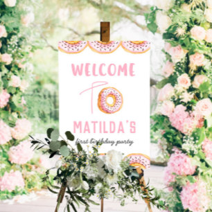 Välkomsttecken för rosa på födelsedagsfest poster