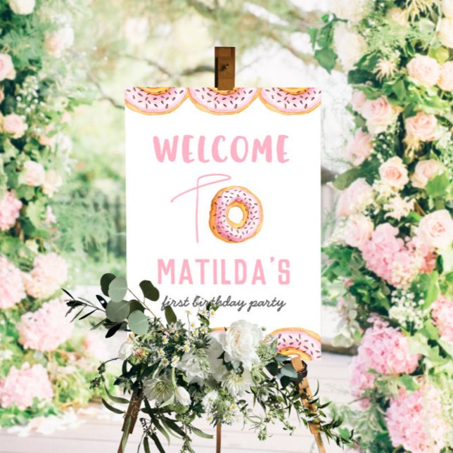Välkomsttecken för rosa på födelsedagsfest poster (Skapare uppladdad)