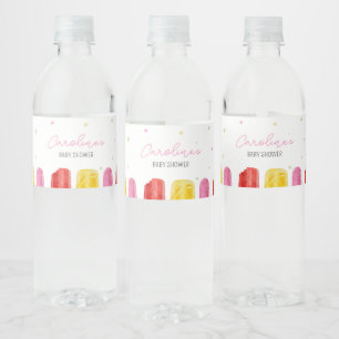 Välkomsttecken för rosa Popsicle Baby Shower Vattenflaskor Etikett
