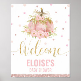 Välkomsttecken för rosa Pumpkin Baby Shower Poster