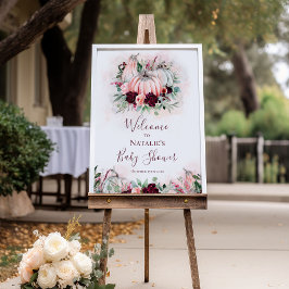 Välkomsttecken för rosa Pumpkin Baby Shower Poster