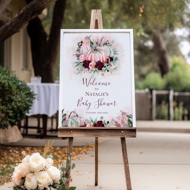 Välkomsttecken för rosa Pumpkin Baby Shower Poster (Skapare uppladdad)