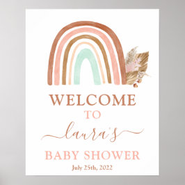 Välkomsttecken för rosa Rainbow Baby Shower Poster