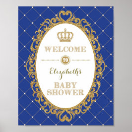 Välkomsttecken för Royal Blue & Guld Prince Baby S Poster