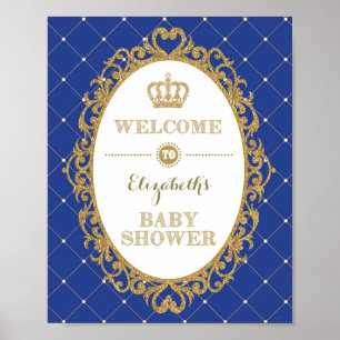 Välkomsttecken för Royal Blue & Guld Prince Baby S Poster