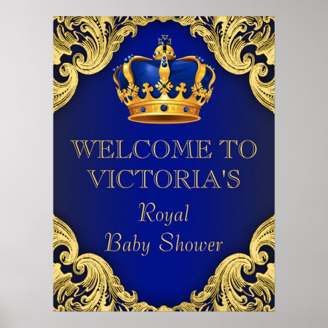 Välkomsttecken för royal Prince Baby Shower Poster (Framsidan)