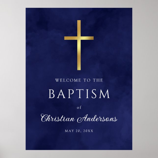 Välkomsttecken för royalets Blue Baptism Boy Poster (Framsidan)