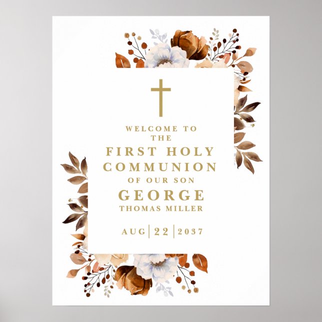 Välkomsttecken för Rustic Fall Blommigt Heliga Com Poster (Framsidan)