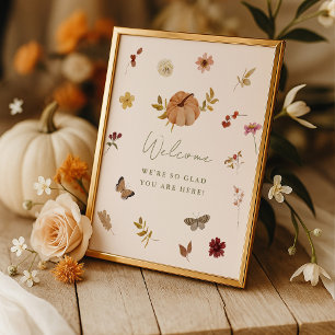 Välkomsttecken för Rustic Fall Pumpkin-Möhippa Poster