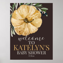 Välkomsttecken för Rustic Fall Pumpkin Shower Poster