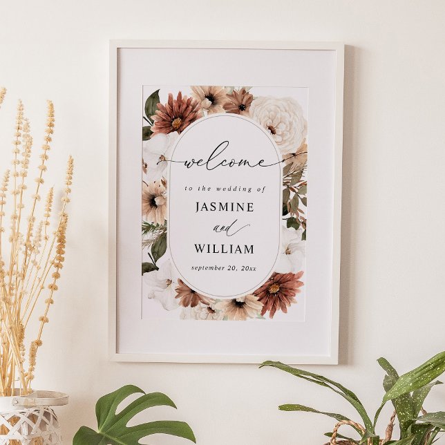Välkomsttecken för Rustic Neutralt Boho Blommigt Poster (Skapare uppladdad)