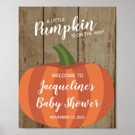 Välkomsttecken för Rustic Pumpkin Fall Baby Shower Poster