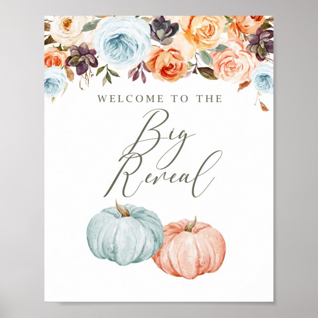 Välkomsttecken för Rustic Pumpkin Gender Reveal Fa Poster (Framsidan)