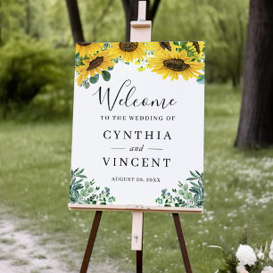 Välkomsttecken för Rustic Solros Eucalyptus Bröllo Poster
