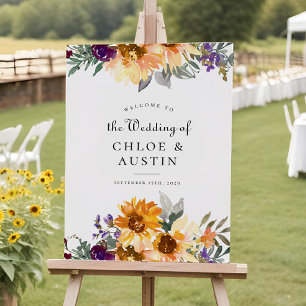 Välkomsttecken för Rustic Wildblomsolrosblomman Br Poster
