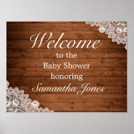 Välkomsttecken för Rustic Wood & White Snöre Baby  Poster