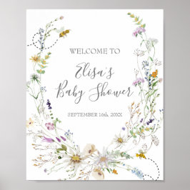 Välkomsttecken för Rustiic Bee WildFlowers Baby Sh Poster