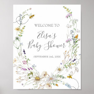 Välkomsttecken för Rustiic Bee WildFlowers Baby Sh Poster