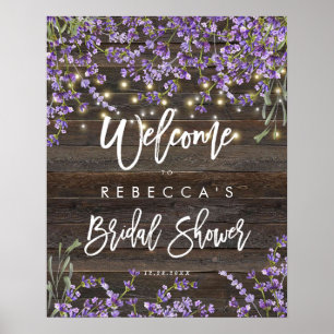 välkomsttecken för rustik lavender-möhippa poster