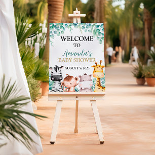 Välkomsttecken för Safari Animals Baby Shower Poster